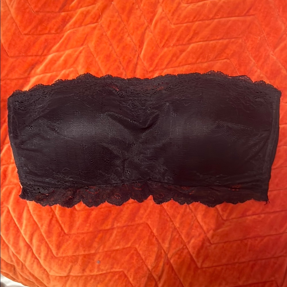 SPANX Black Bandeau Lace Bra Medium